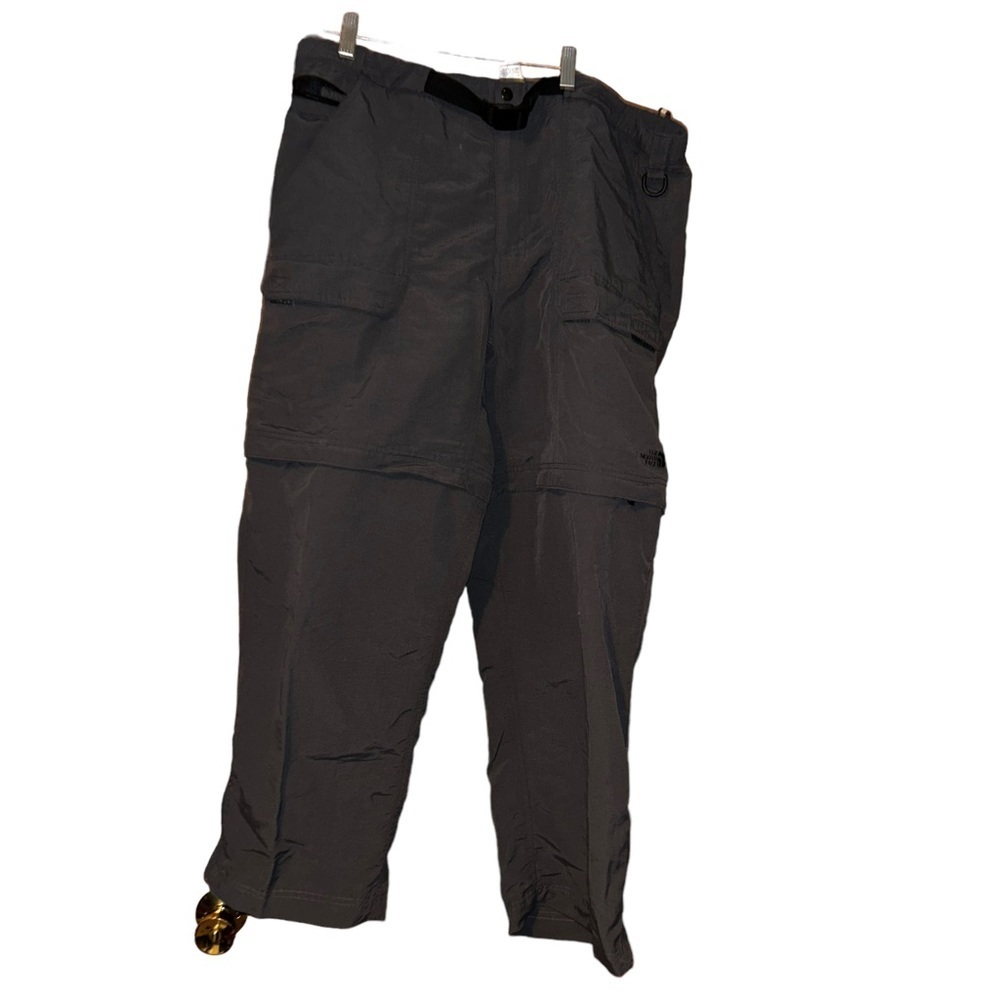 Men north face convertible zip off gray nylon  hiking belted cargo pants size XL